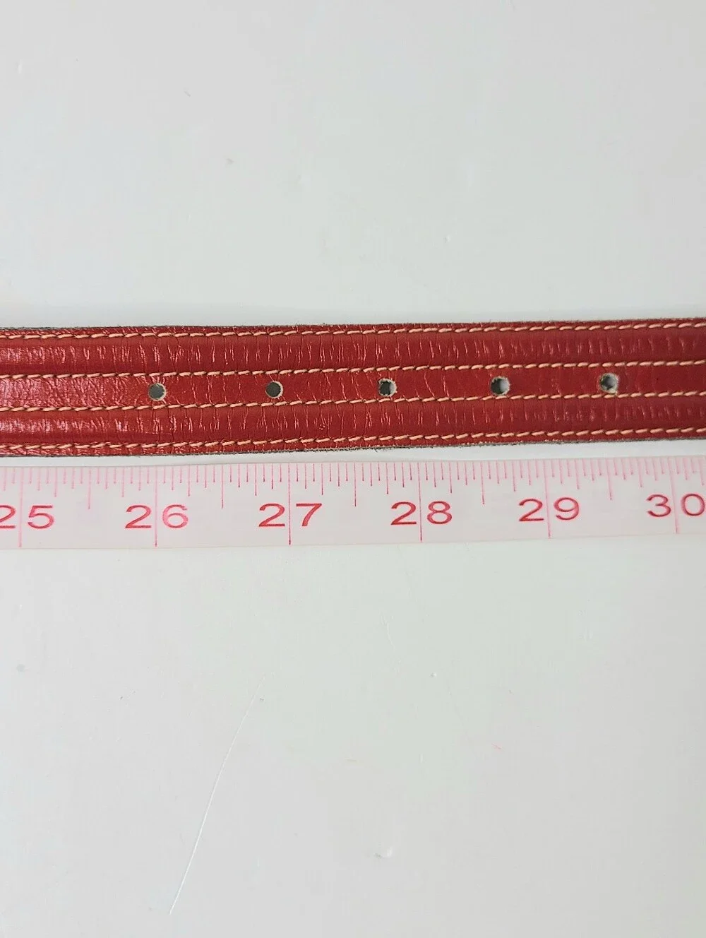 Yves Saint Laurent Red Stitch Detail Genuine Leather Vintage Belt